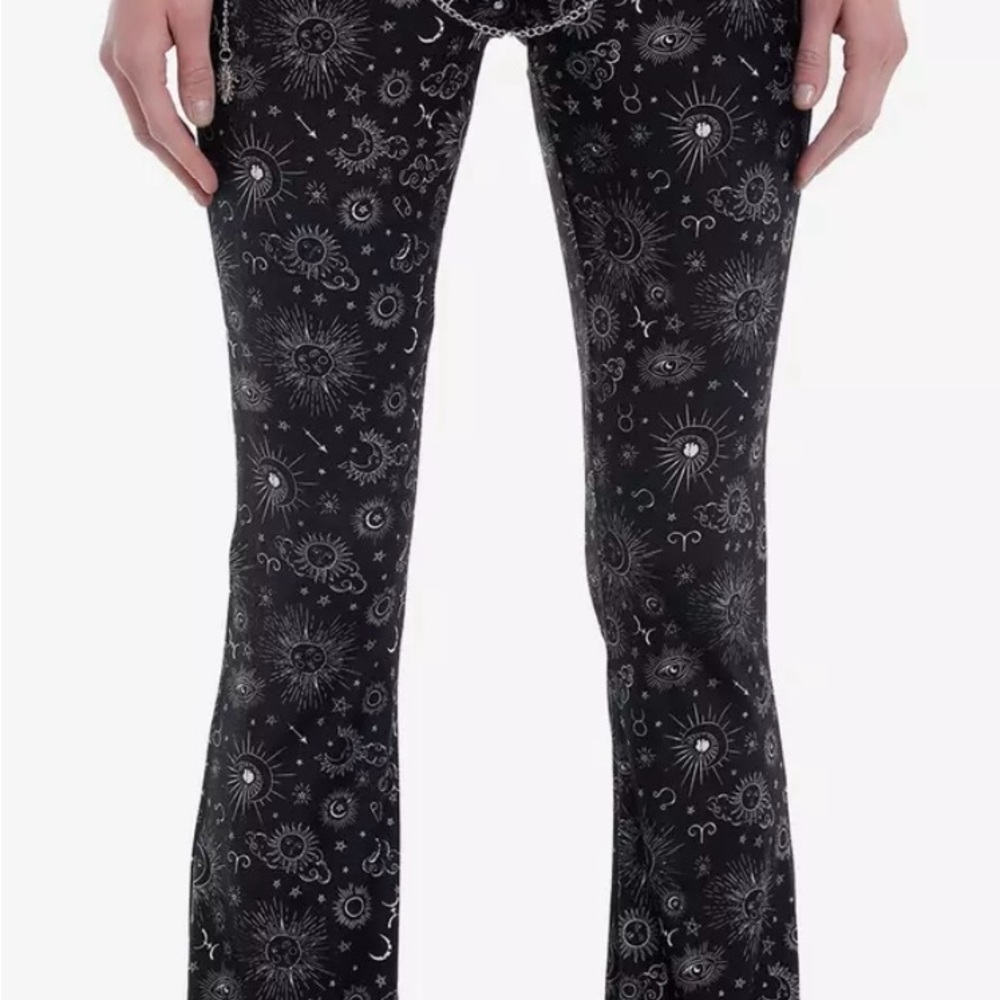 Hot Topic Black Cosmic Pattern Flare Pants